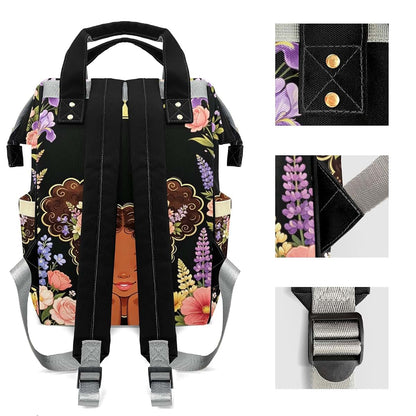 YallLocoMo Custom Diaper Bag Backpack for Girls Boys Kids Lupine Wildflower Black Girl Princess Gift the Best: Spacious (photo 4)