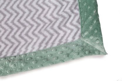 Bacati - Grey Ikat Chevron with Solid Border Plush Blanket (Grey Chevron/Mint Border) (photo 2)