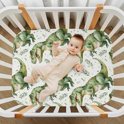 Trex Watercolor Pattern Fitted Crib Sheet, 52 x 28 Inch, Standard Crib and Toddler