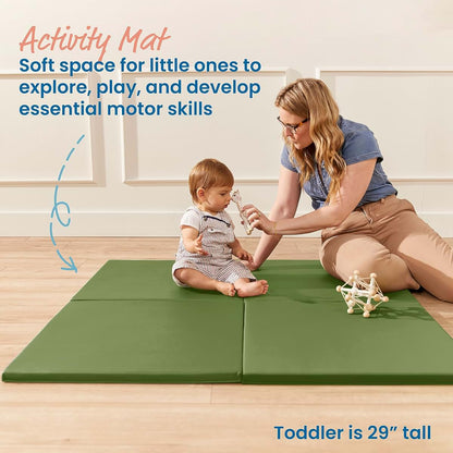 ECR4Kids SoftZone Play Patch Activity Mat Squares, Modular Playmat, Hunter Green, 4-Pack