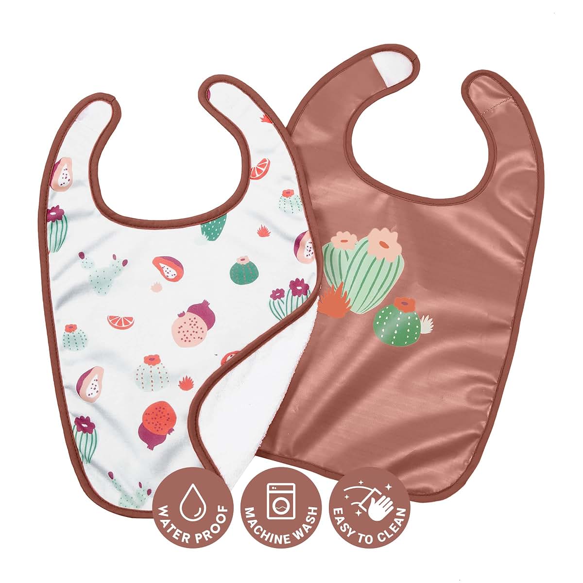 BabyToLove Cactus Garden Bib Set of 2 with Hook and Loop Closure