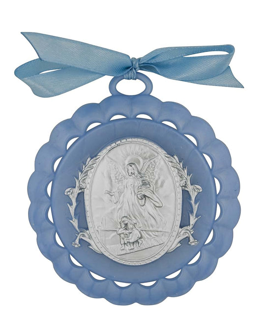 Hirten Guardian Angel Crib Medal In Blue