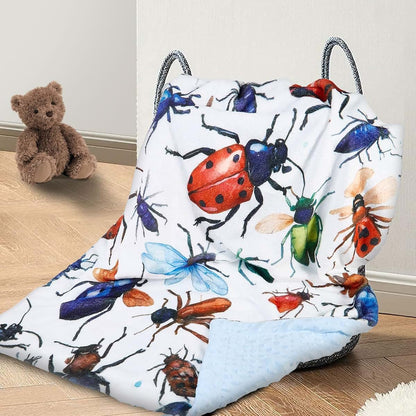 Bug Baby Blanket - Soft Fleece Minky Double Layer Newborn Toddler Blankie