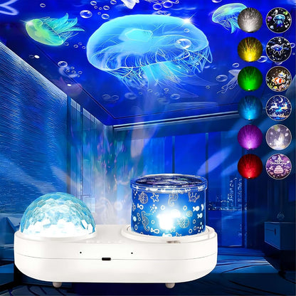 Ocean Kids Night Light Projector with 360° Rotation, 7 Theme Films & USB Power