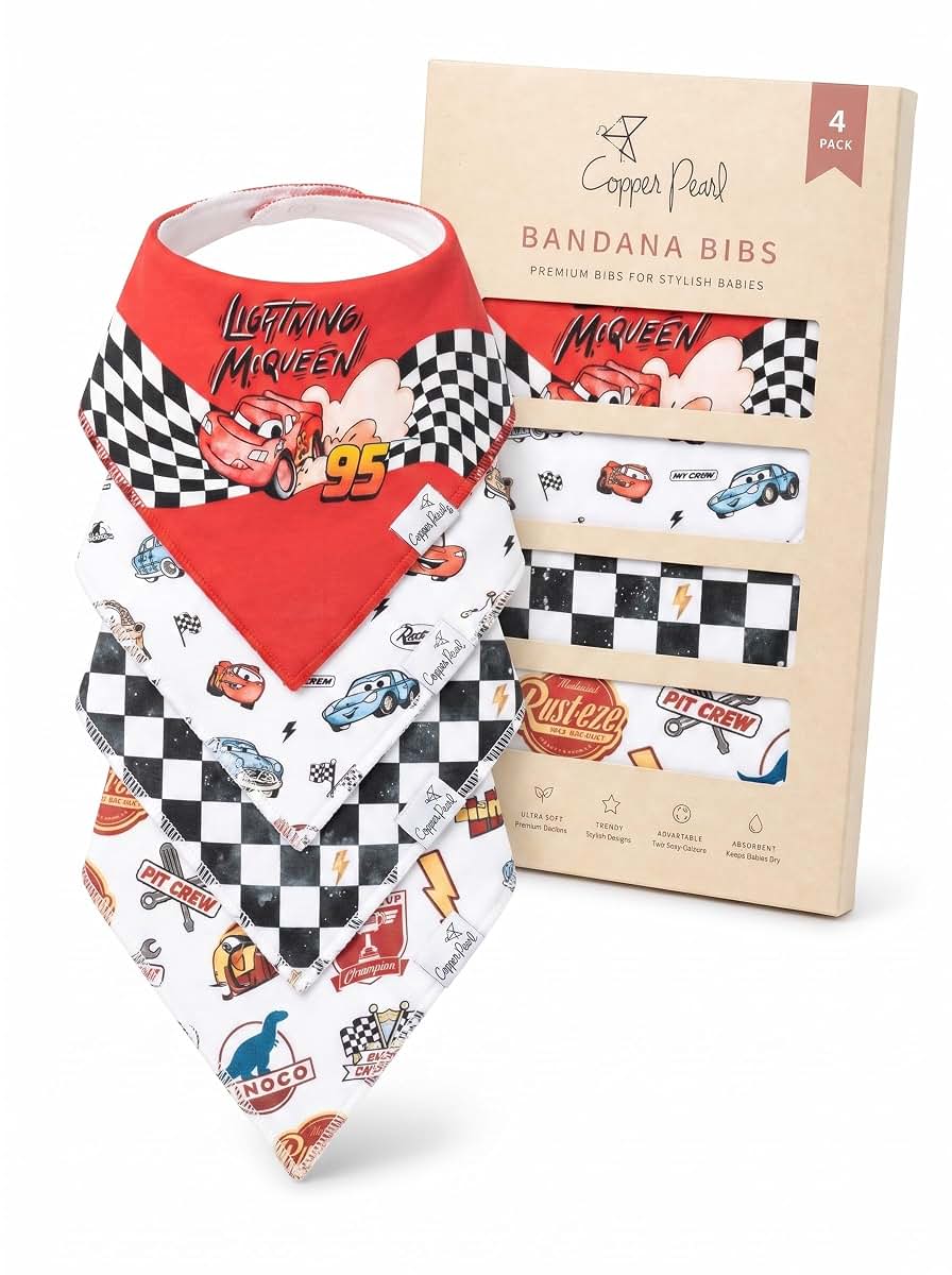 Copper Pearl Baby Bandana Drool Bibs, Soft Cotton, Adjustable, 4-Pack