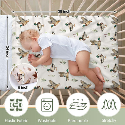 Mindsoft 2-Pack Western Mini Crib Sheets, Mallard Duck Print, 24 x 38 Inches