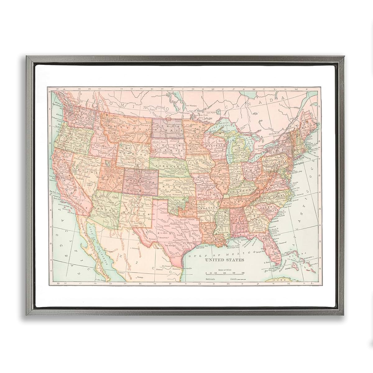 Stupell Industries Traditional USA Map Canvas