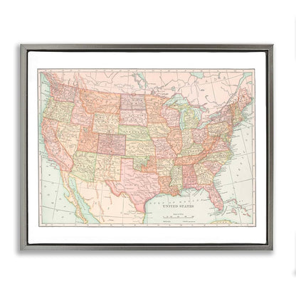 Stupell Industries Traditional USA Map Canvas