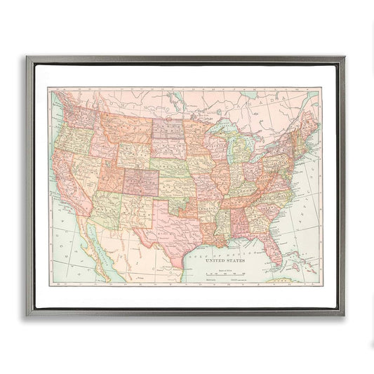 Stupell Industries Traditional USA Map Canvas
