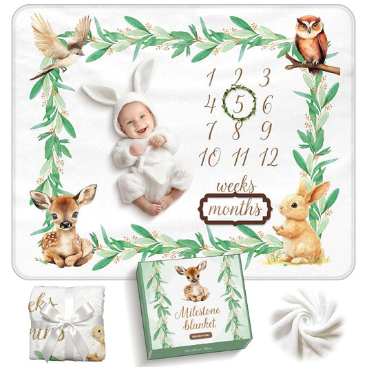 Brunei Porei Woodland Baby Milestone Blanket, 50" x 40"