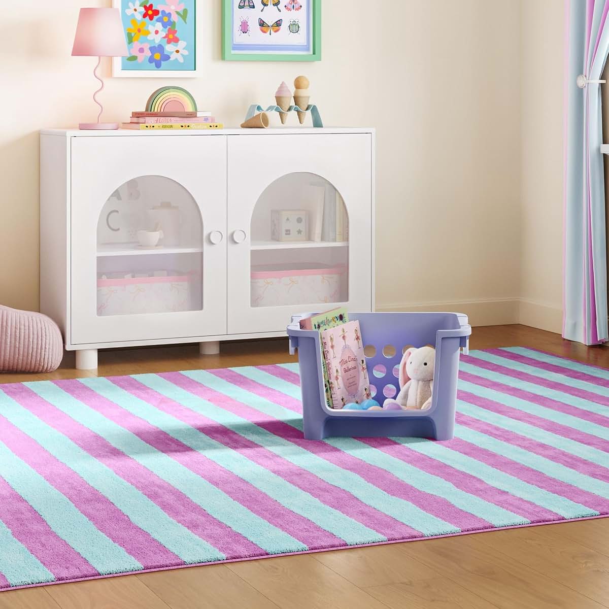 XKIOLED Large Open-Front Stackable Toy Storage Basket With Handles, Purple Organizer Bin For Toys, Books, Playroom (photo 2)