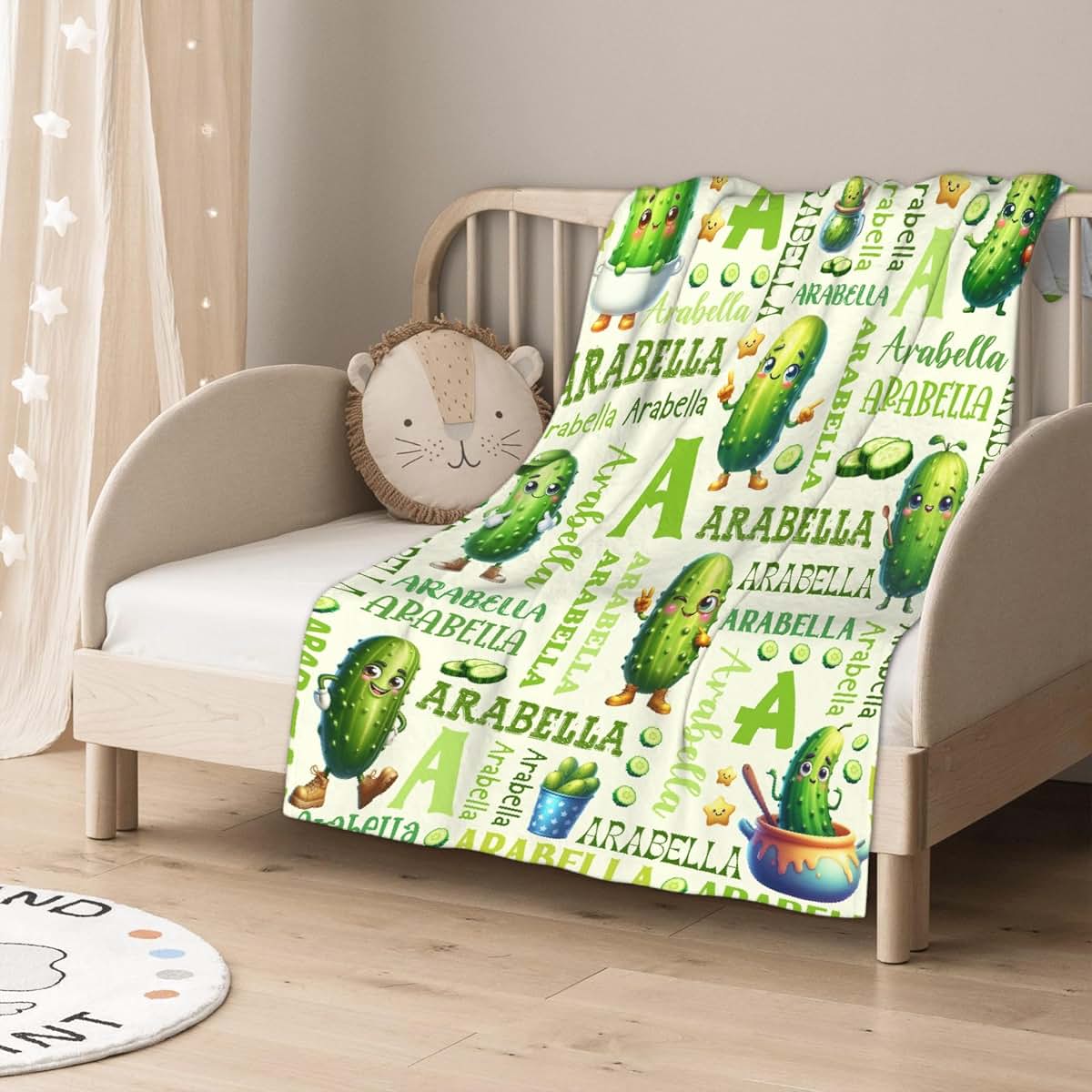 Thuswarm Personalized Blanket for Girls Boys Kids Pickles Custom Kids Blanket with Name Throw Birthday Gift for Girls (photo 2)