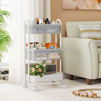 Modanais Baby Diaper Caddy Organizer Cart - 3 Tier Rolling Cart, Light Gray (photo 4)