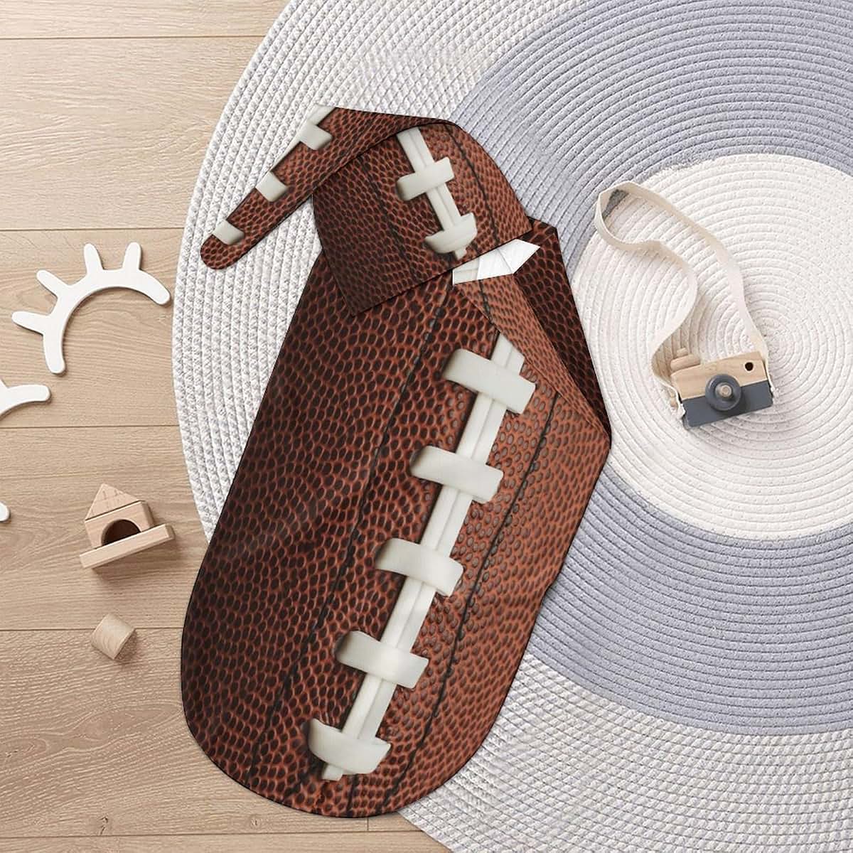 Qiohoey Football Newborn Swaddle Blanket with Beanie Hat, Soft Sleep Sack, Wraps - Gifts for Boys & Girls (photo 4)