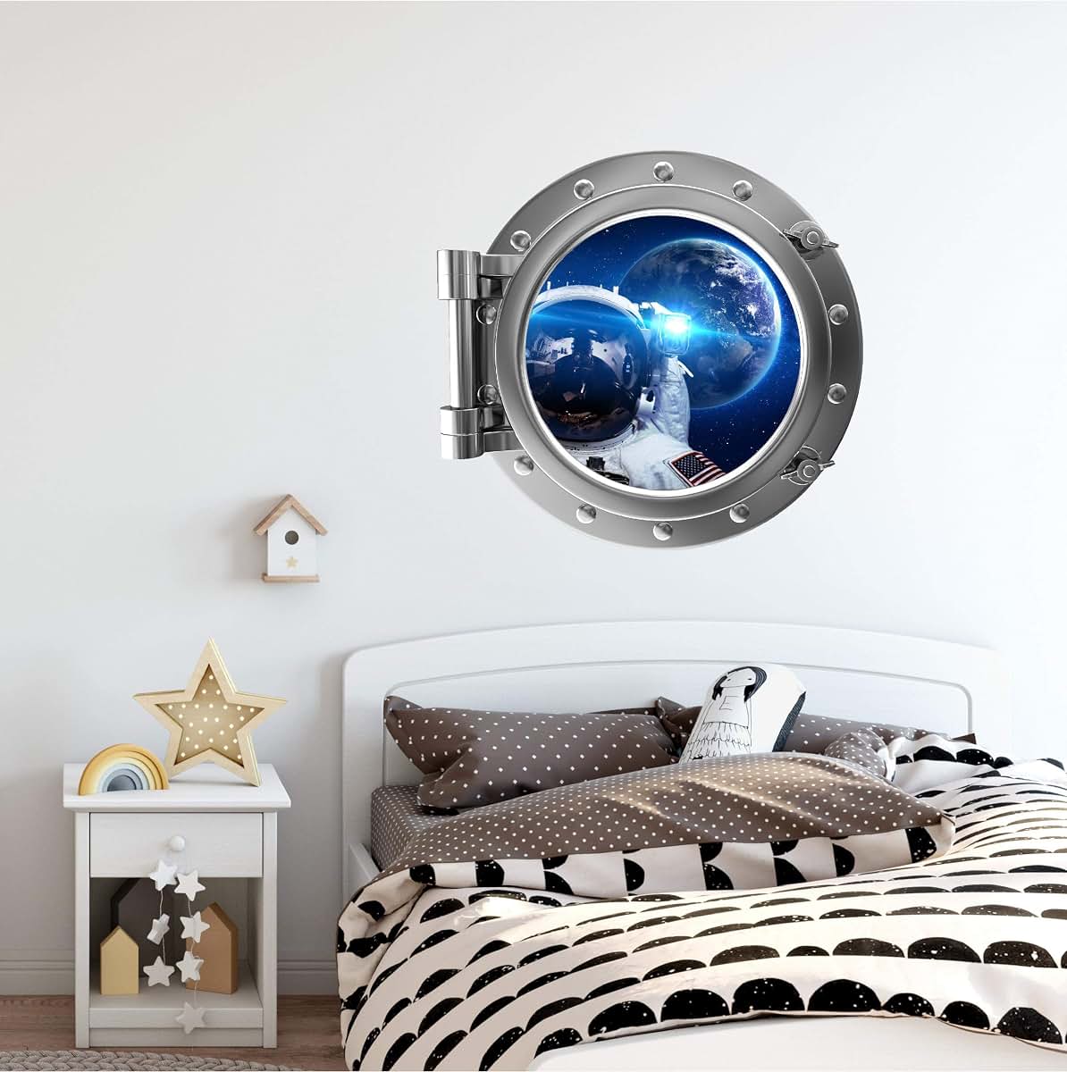 Stickit Graphix 18" PortScape 3D Space Ship Window View Astronaut Selfie #2 Porthole Wall Decal Removable Wall Sticker