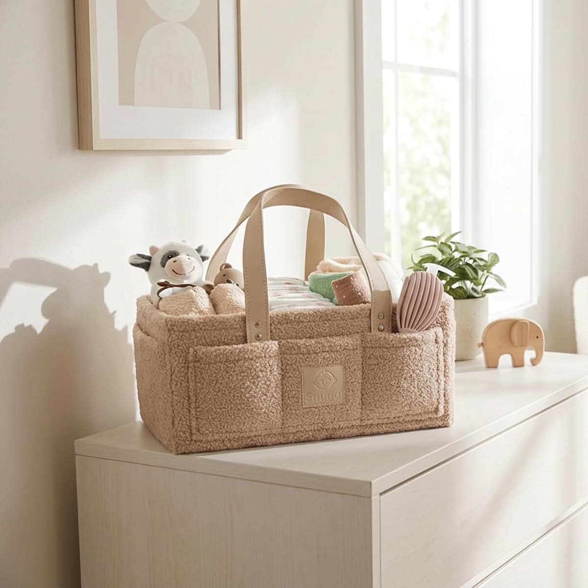 Snuggi Baby Diaper Caddy Organizer–Includes Toiletry Bag, Baby Essentials, Nursery Storage Basket, Portable Diaper (photo 2)