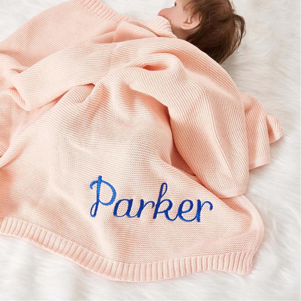 ZoikoM Monogrammed Baby Blanket Custom Name Knit Blanket (photo 4)
