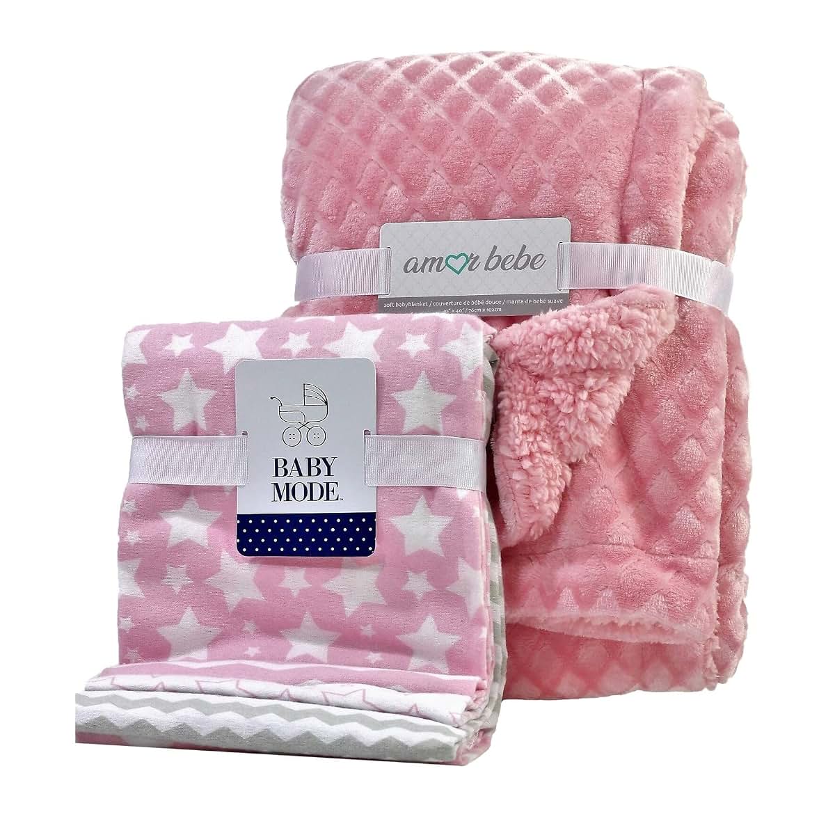 RTE 3 Stories Trading Company 5 Piece Baby Blanket Gift Set Pink
