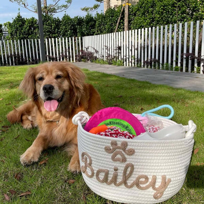 Andisijq Personalized Dog Toy Basket Custom Name Storage Bin (photo 2)
