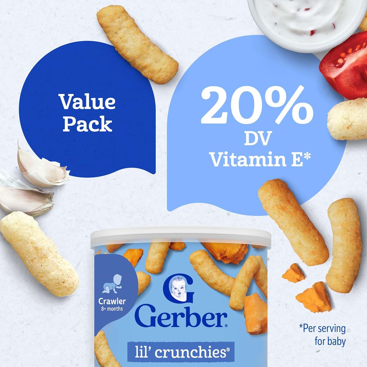 Gerber Stage 3 Lil Crunchies Mild Cheddar Snack 1.48 Oz 4 Pack