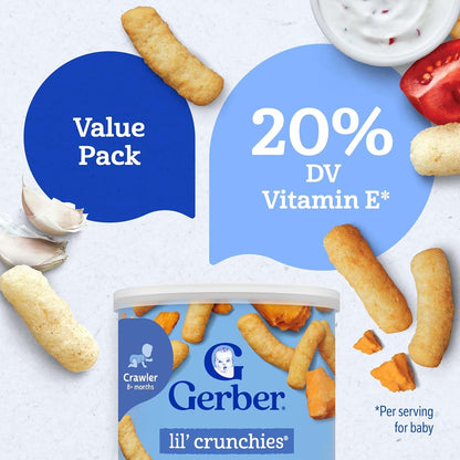 Gerber Stage 3 Lil Crunchies Mild Cheddar Snack 1.48 Oz 4 Pack