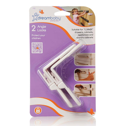 Dream Baby Angle Locks for Corner Drawers and Cabinets - 4 Count