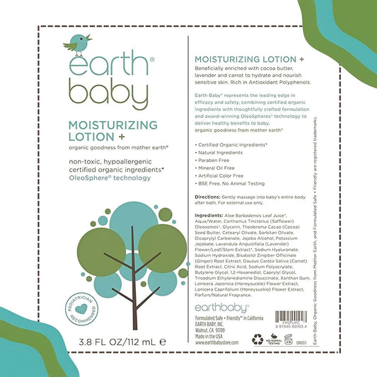 Earth Baby Moisturizing Lotion + For Daily Skin Hydration