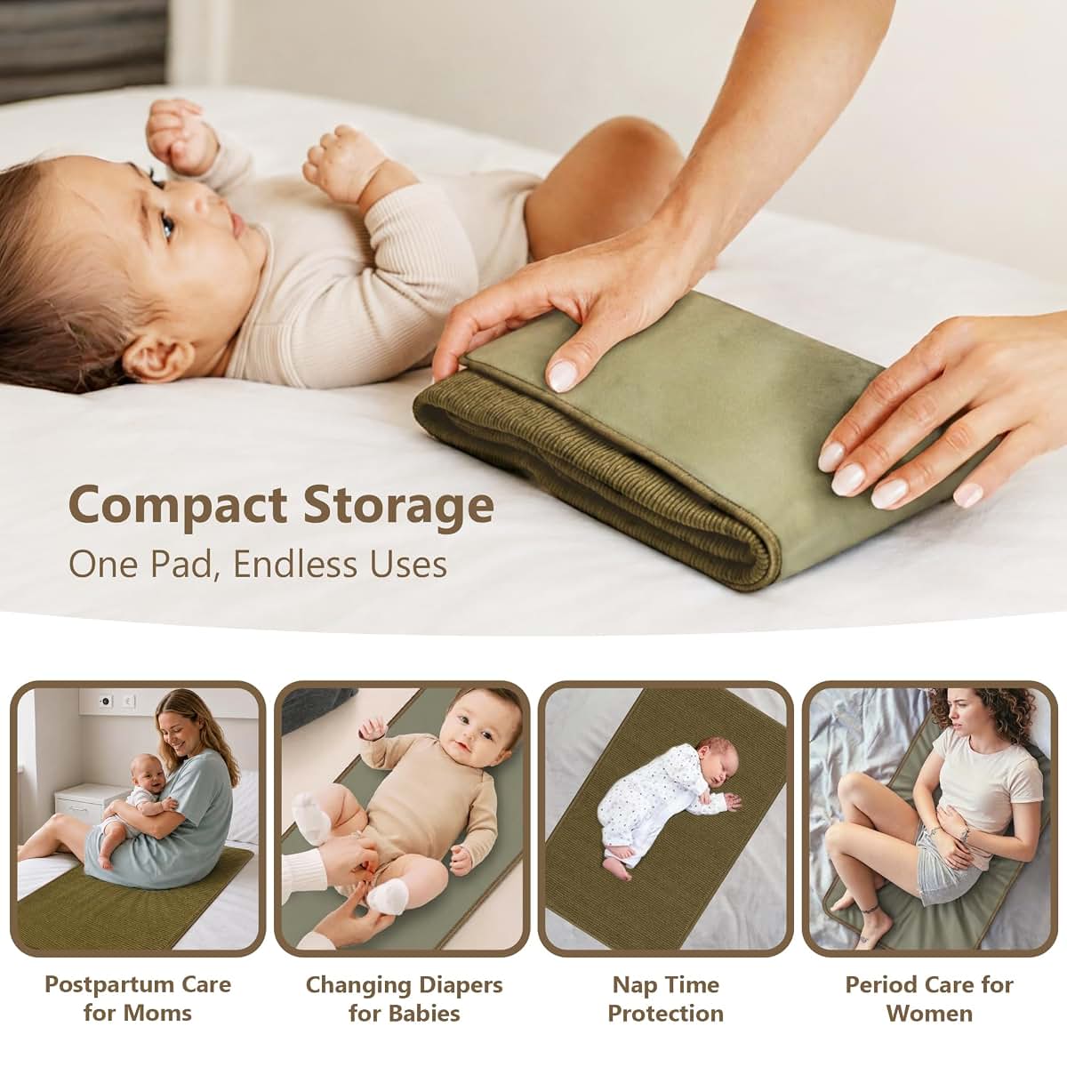 Portable Waterproof Vegan Leather Changing Mat for Travel Diaper Bags