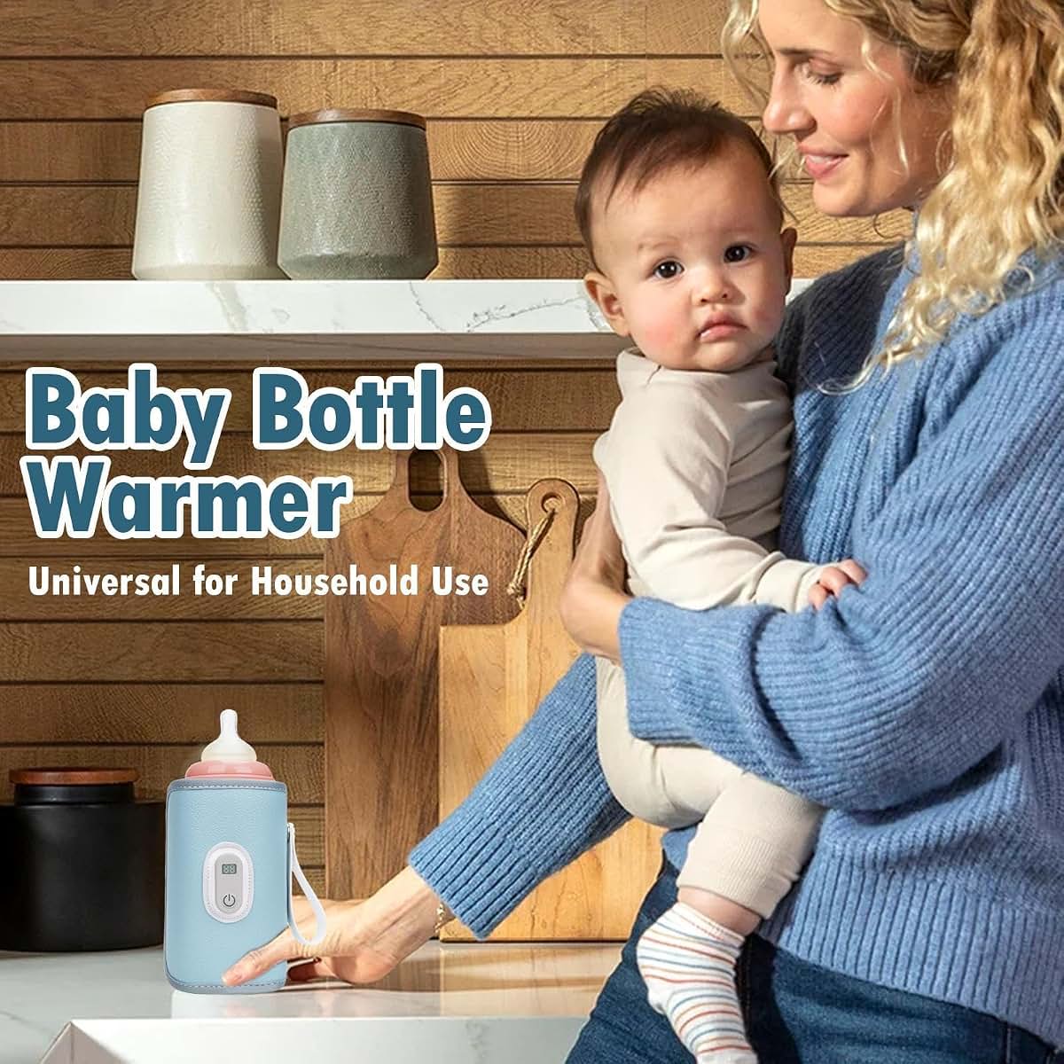 BabyOneStop Bottle Warmer with Smart Adjustable Warming, 8x14cm USB Portable Breast Milk Heater, Insulated Thermo Cover