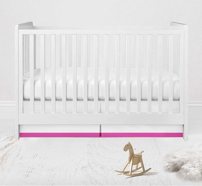 Bacati - Mix N Match White with Band at Bottom Crib Skirt (Pink)