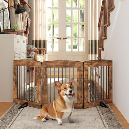 Hoobro Indoor Dog Gate With Support Feet, 3-Panel Freestanding Pet Fence