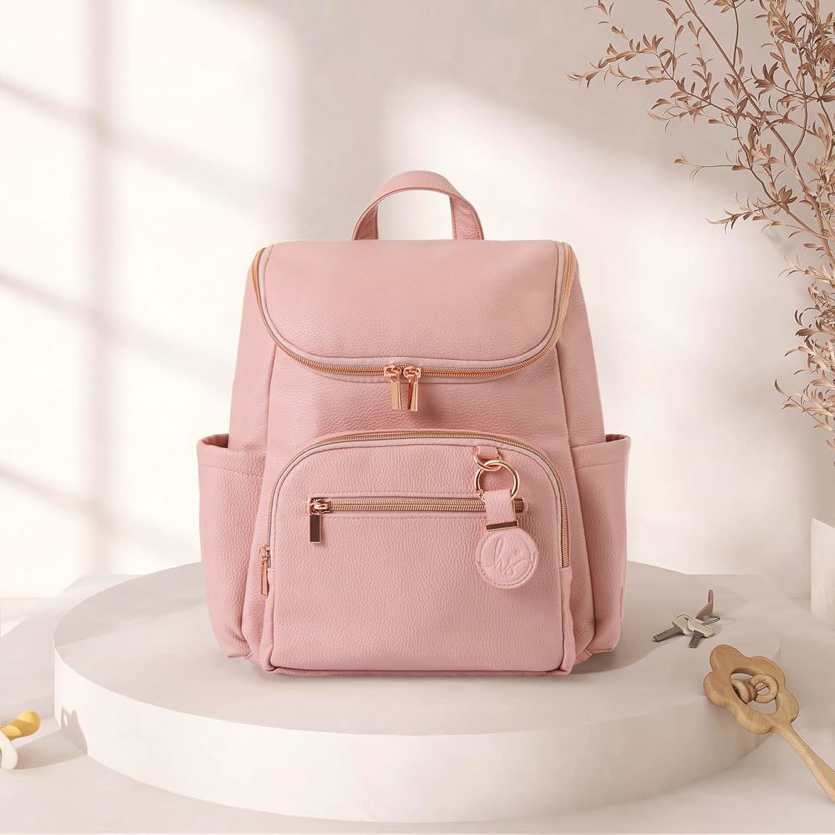 Hannah&Sophia Hannah & Sophia Ready to Roam Diaper Backpack, 3-Piece, AirTag, Rose Pink (photo 2)