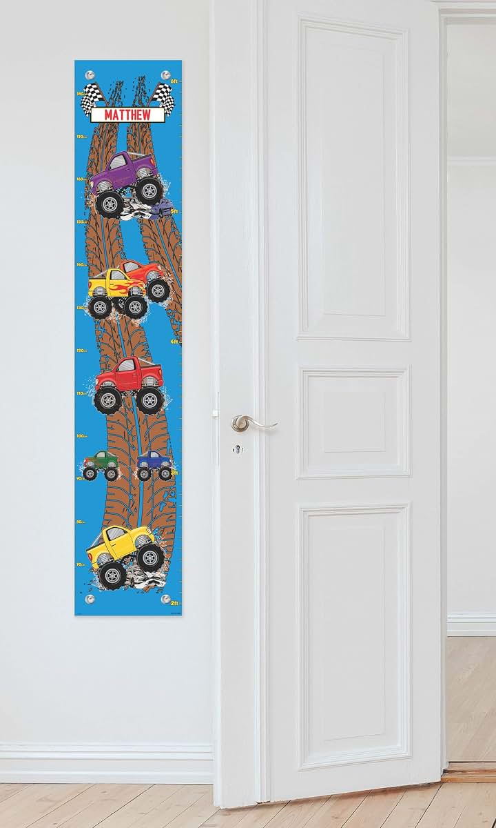 Personalization Mall Personalized Gifts Monster Trucks Cars Any Text Growth Chart - 2-Pack (photo 3)