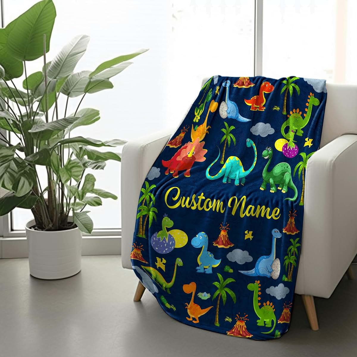 Corxiren Personalized Dinosaur Baby Blanket With Name (photo 4)