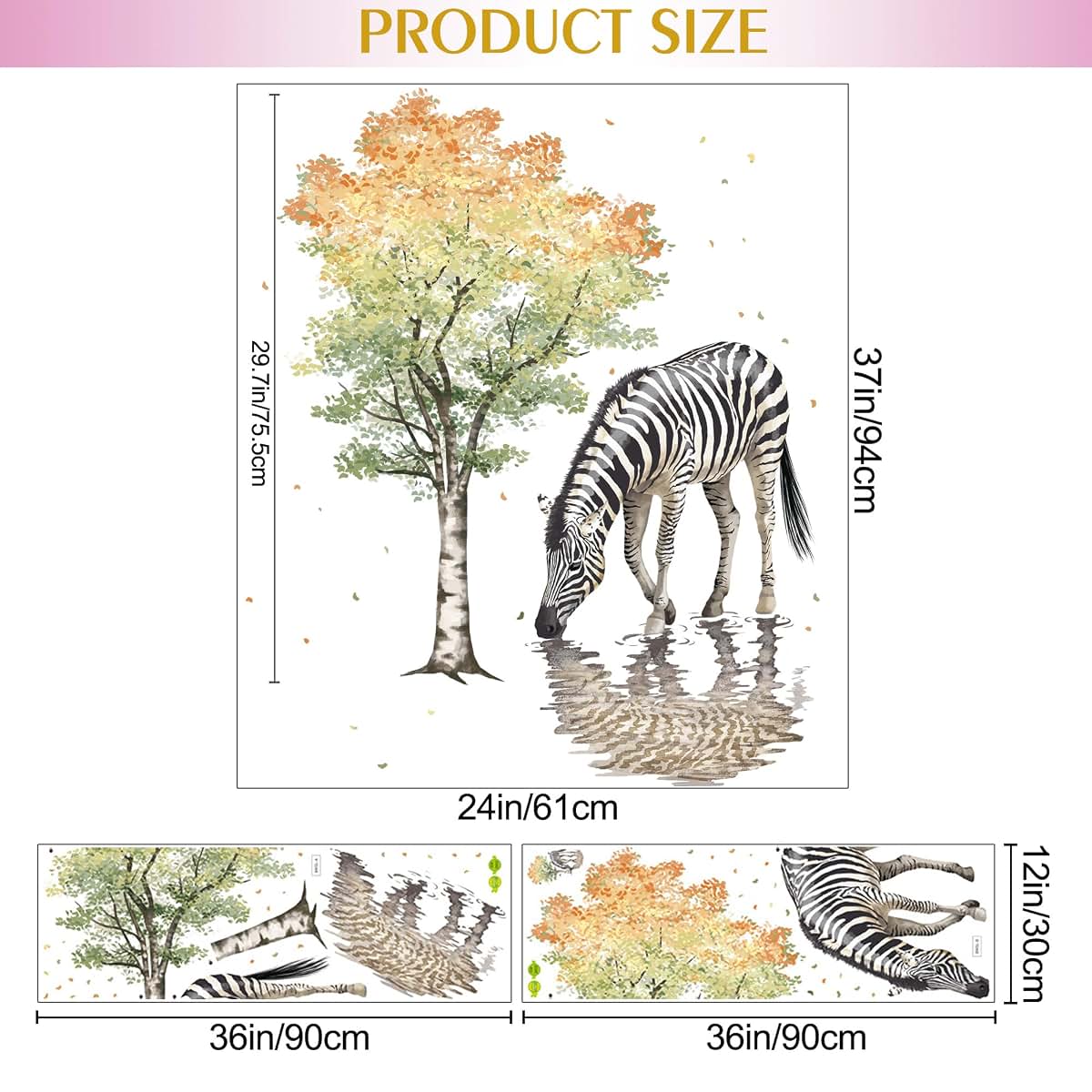 DTLIFEK Colorful Giant White Birch Tree And Zebra Wall Decal