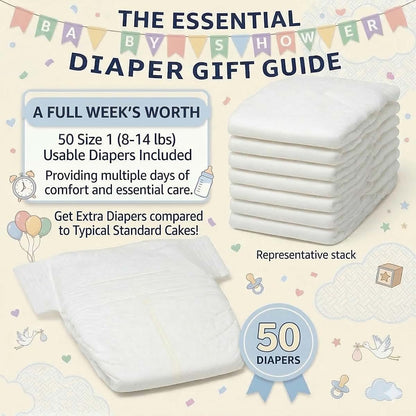 Choobly 3-Tier Baby Boy Diaper Cake Kit with 50 Diapers