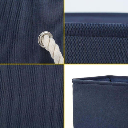 uxcell Fabric Storage Basket with Dual Handles, Collapsible Linen Bin for Toys and Clothes, Dark Blue Medium