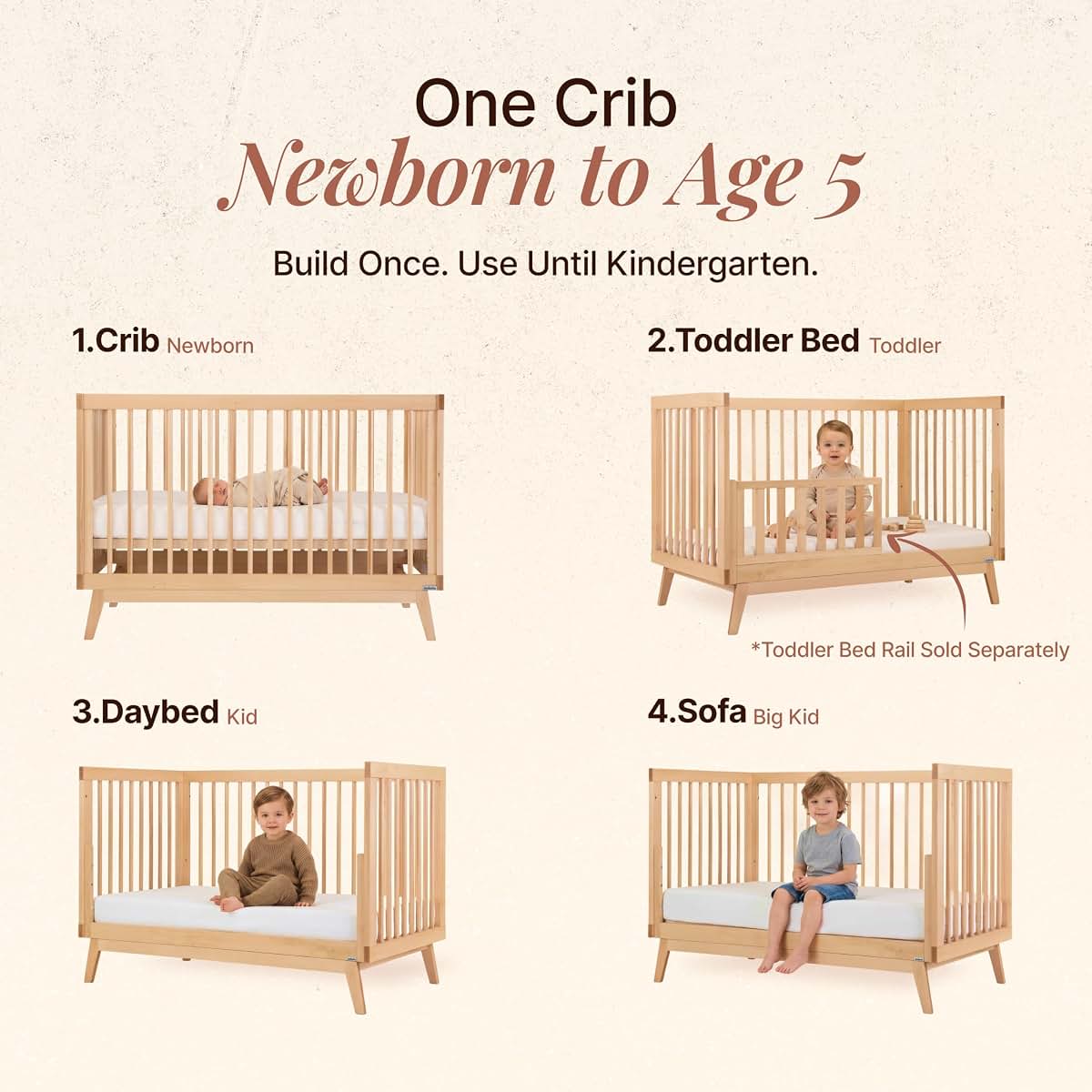 dadada Toddler Bed Rail Crib Conversion Kit for Brand Cribs Only, Natural (photo 3)
