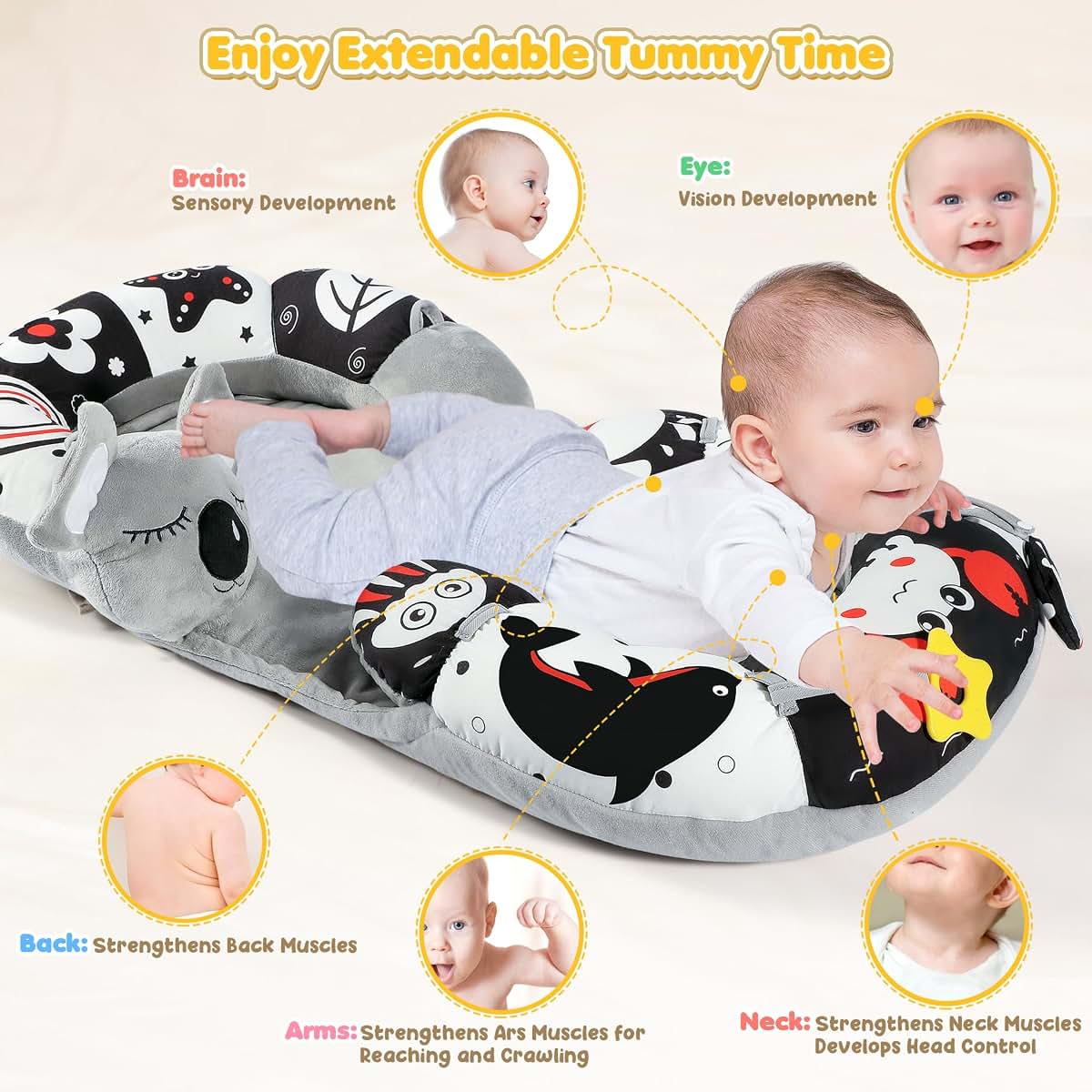 Urmywo 4-in-1 Tummy Time Mat and Sit-Me-Up Floor Seat
