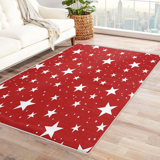 Xyzdorv Kids Red Star Rug 5x7 For Bedroom And Playroom