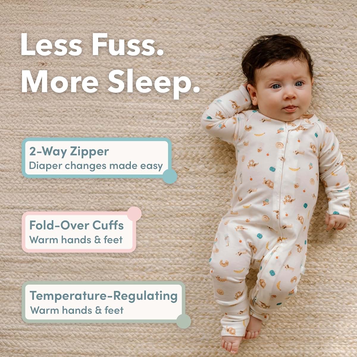 Loulou Lollipop Tencel Lyocell Baby Sleeper With 2-Way Zipper And Fold-Over Cuffs