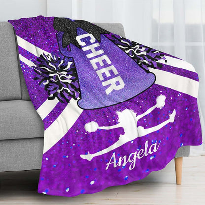 XIUCOO Purple Print Custom Name Blanket Cheerleader Blankets for Newborns Girls Baby Blanket with Name Soft Cozy Fleece (photo 2)