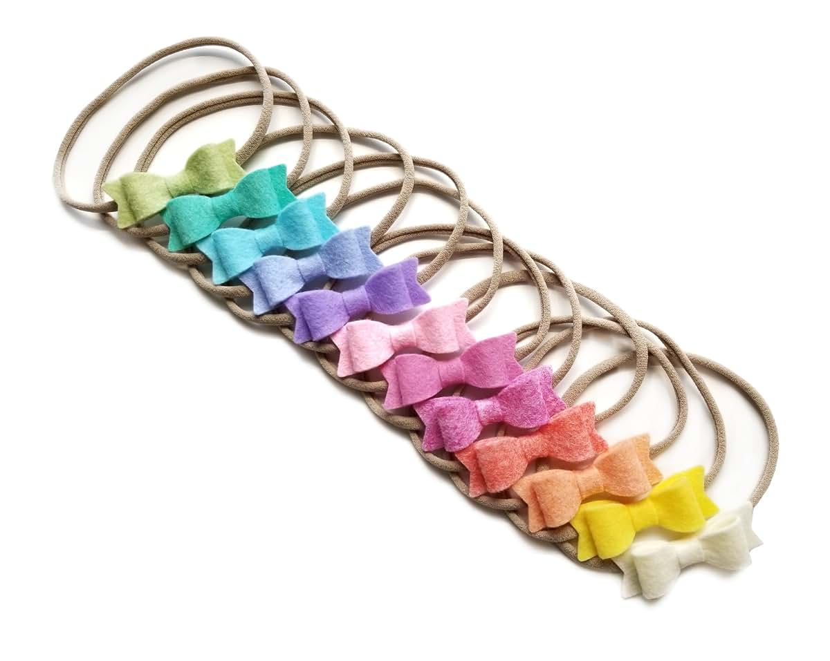Vanaguelite Baby Bows And Headbands - Set Of 12 Mini Rainbow Bows (photo 3)