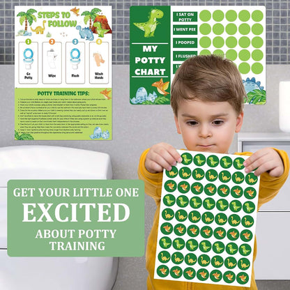 shouqiuzhonglv Potty Training Chart for Toddler - Dinosaur Potty Training Sticker Chart for Girls Boys Potty with