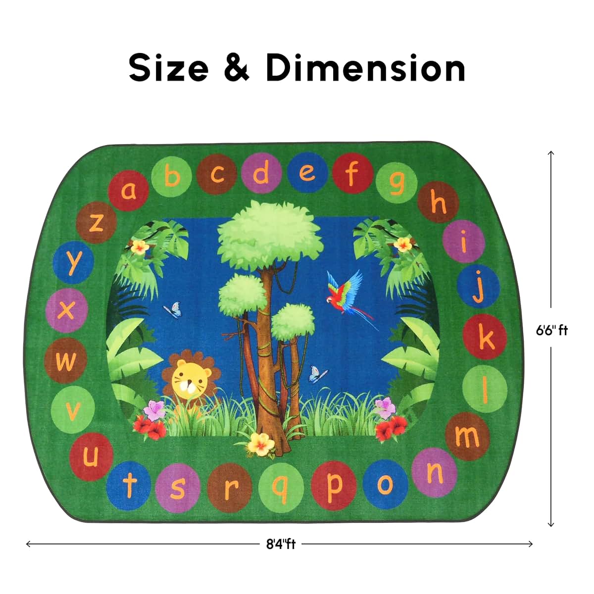 SAFECASTLE Wild About Learning Jungle Alphabet Classroom Rug, 6' x 8'4"