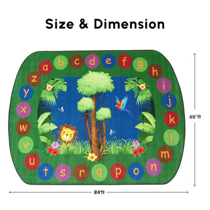 SAFECASTLE Wild About Learning Jungle Alphabet Classroom Rug, 6' x 8'4"