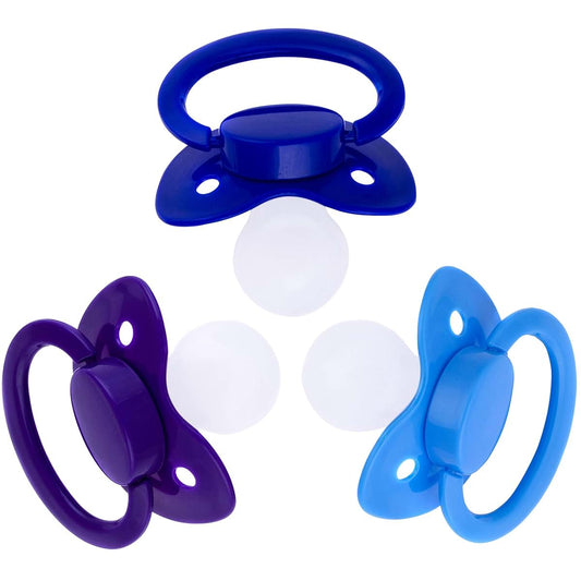 J&Or Adult Sized Pacifier Dummy 3-Pack with Silicone Teat and Large Plastic Shield