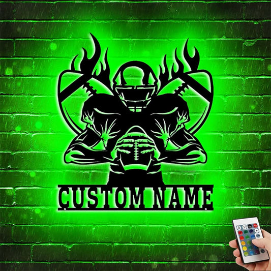 TopGlory Custom Name Football Wall Decor Sign with RGB Color Changing LED Personalized Football Player Night Light