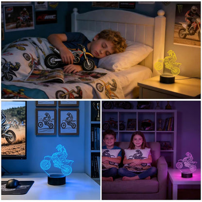 FULLOSUN Motocross 3D Night Light for Kids with Remote Control