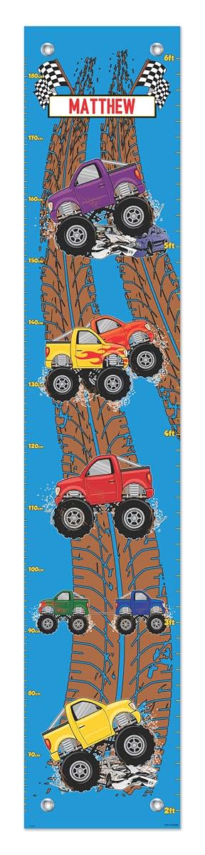 Personalization Mall Personalized Gifts Monster Trucks Cars Any Text Growth Chart - 2-Pack (photo 2)